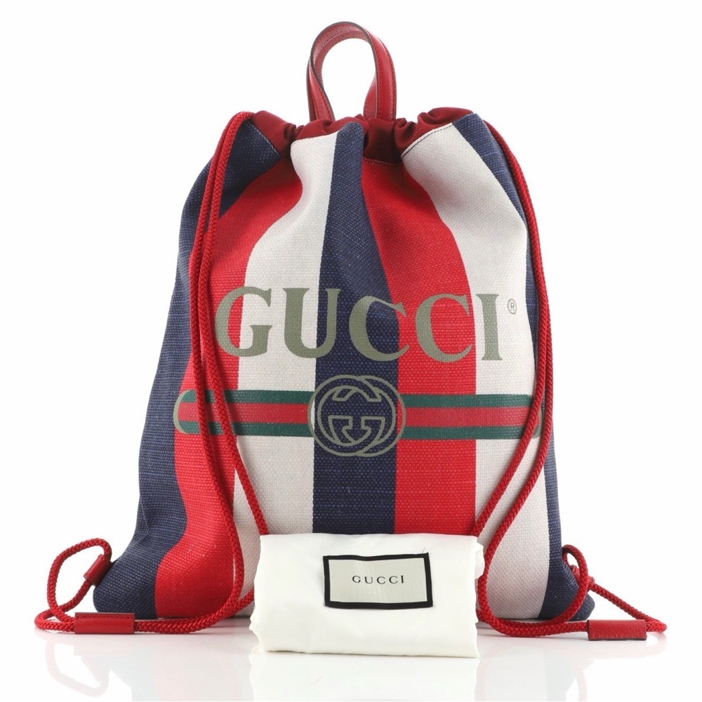 💯 Authentic Gucci Red and Blue Canvas Backpack